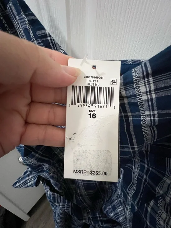 Ralph Lauren Navy and White Plaid Spaghetti-Strap Midi Dress - Picture 11 of 13